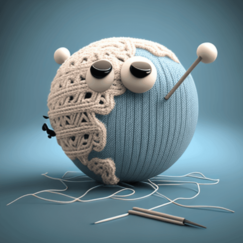 Animated globe with eyes, it symbolizes crochet abbreviations and terms