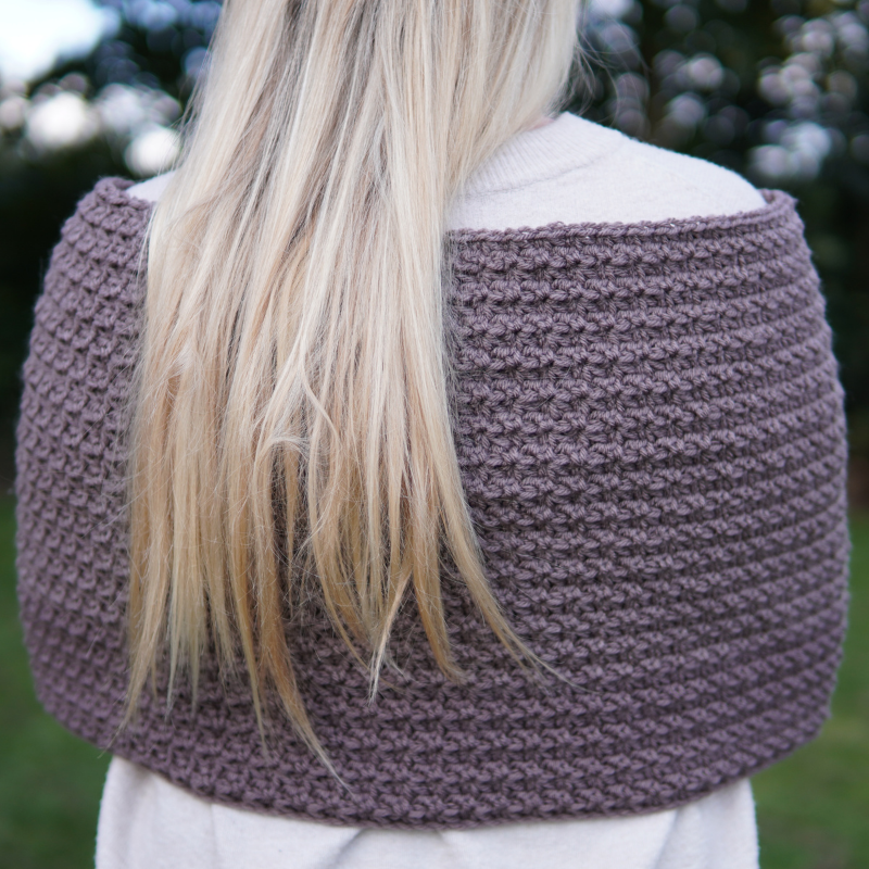 A crocheted wrap made in the Trinity Stitch