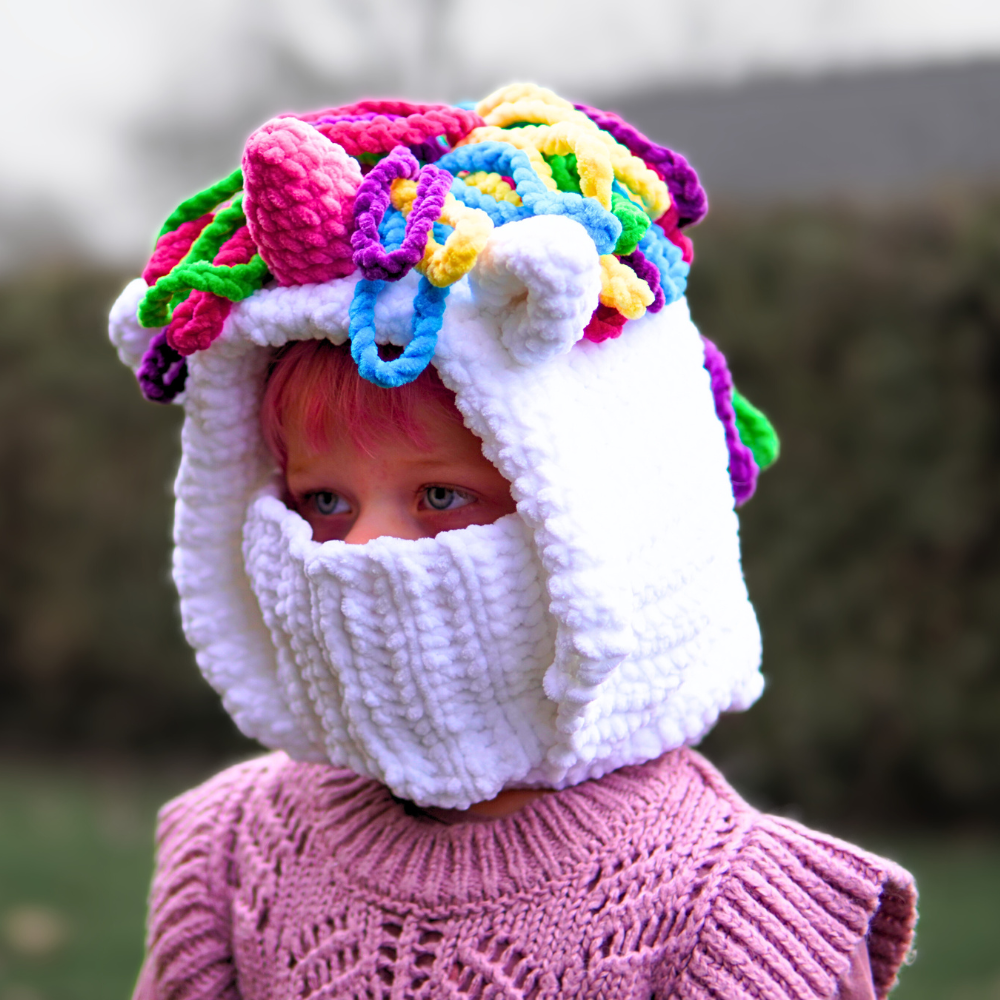 Unicorn crochet balaclava - unicorn turtleneck crochet pattern