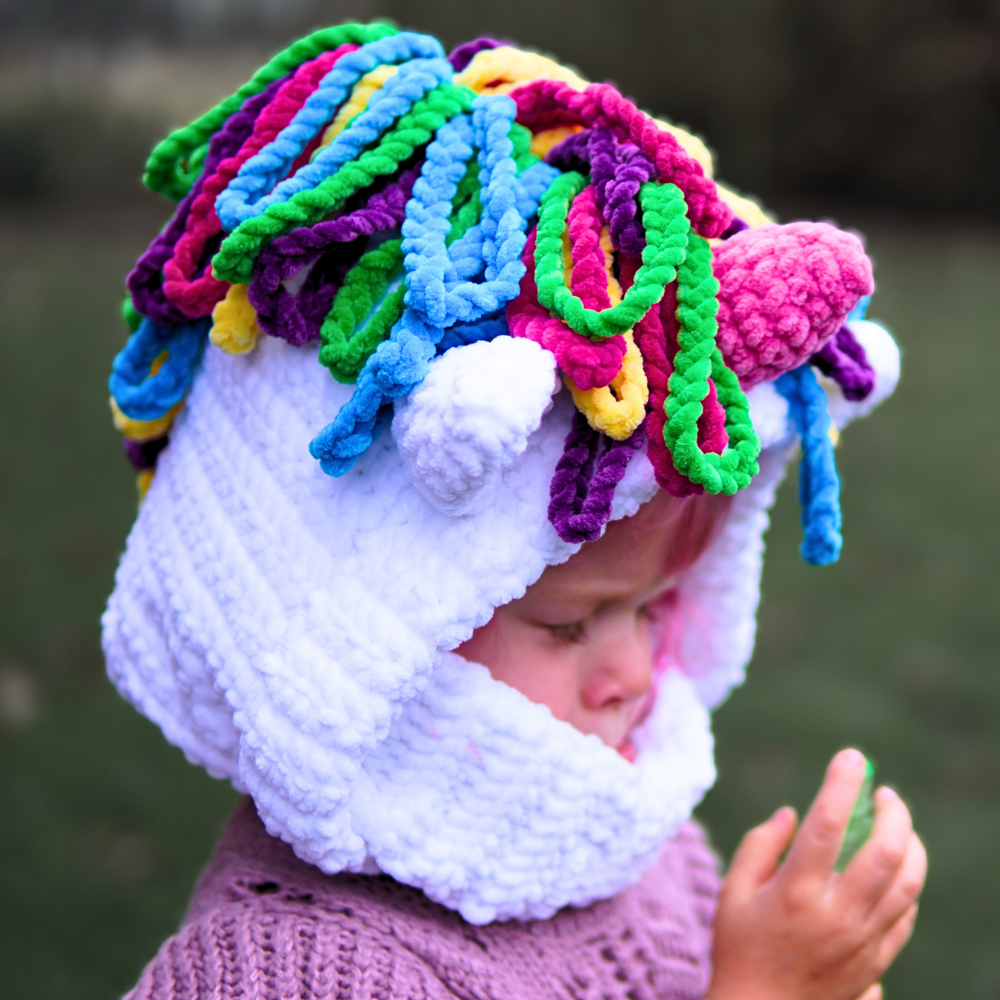 Unicorn crochet balaclava - unicorn turtleneck crochet pattern