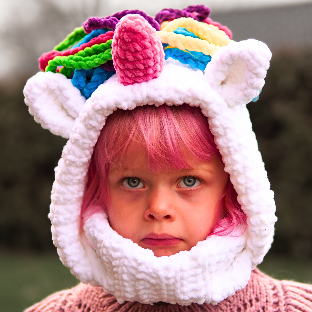 Unicorn crochet balaclava - unicorn turtleneck crochet pattern