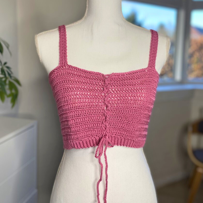 Hæklet Top i Pink Garn