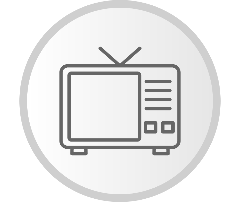 Icon of an old television, insida a circle