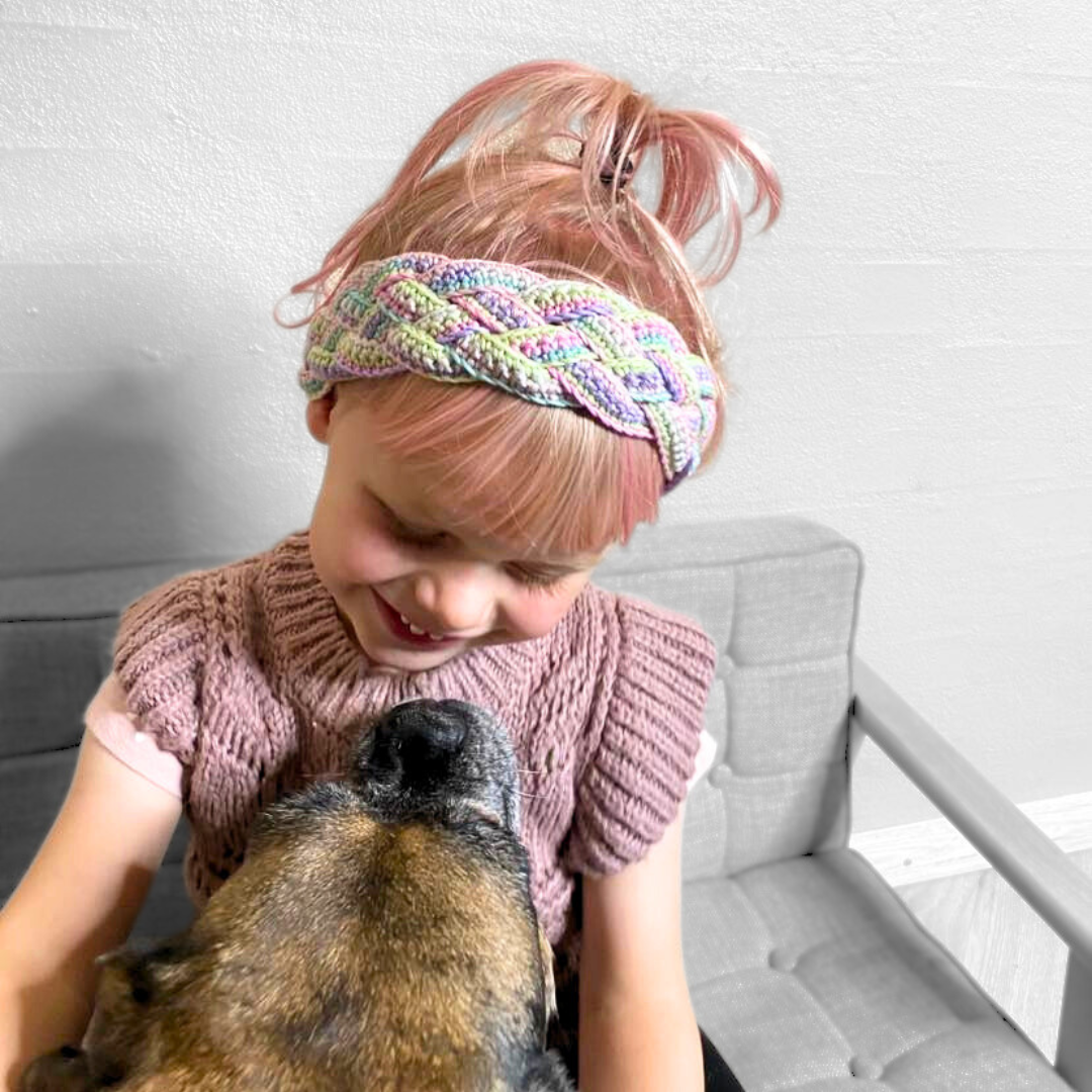 Braided Headband crochet pattern in multicolored yarn from Hobbii