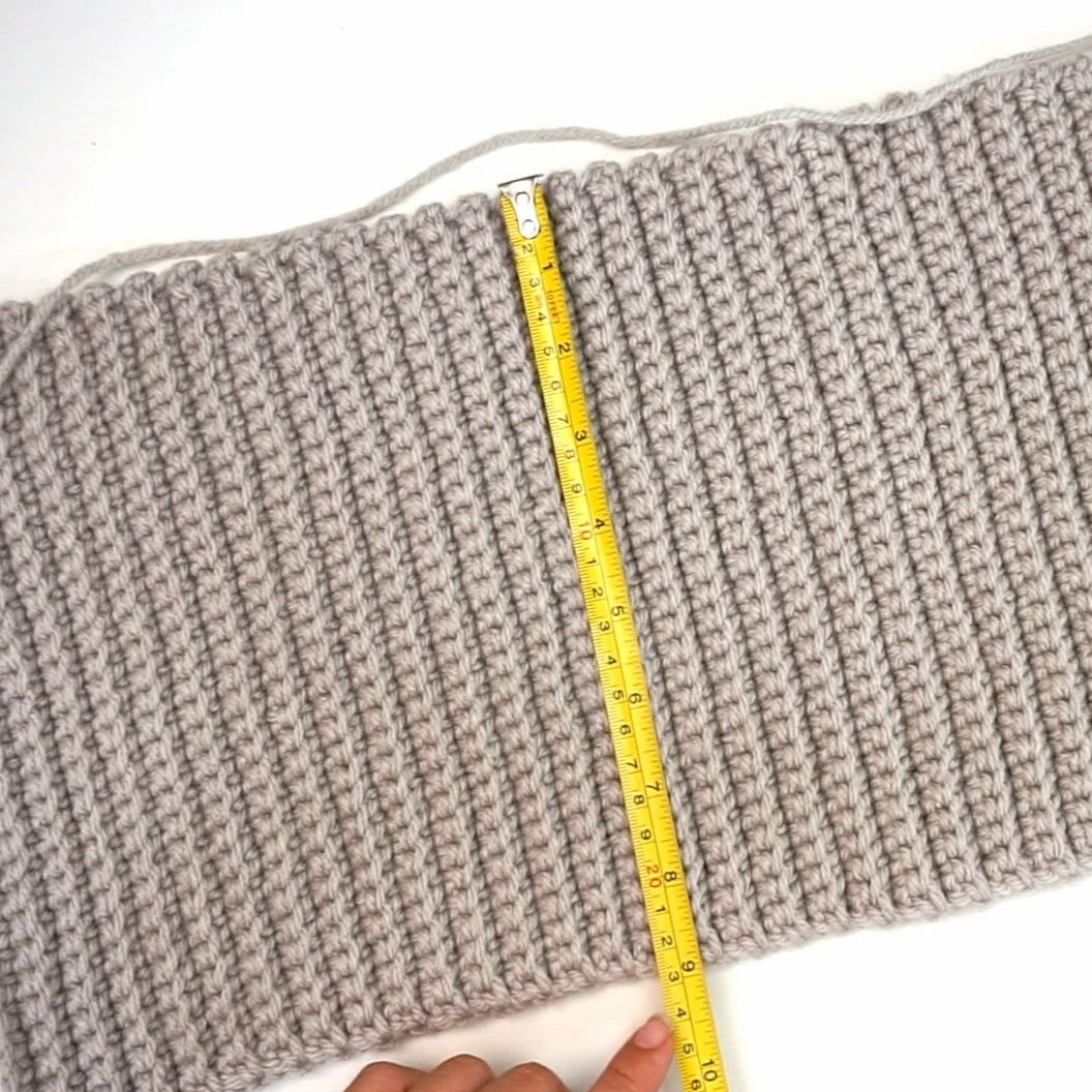 ribbing on neck part of balaclava. tape measure. single crochet