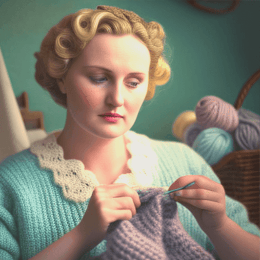 A woman from the 1930´s crocheting