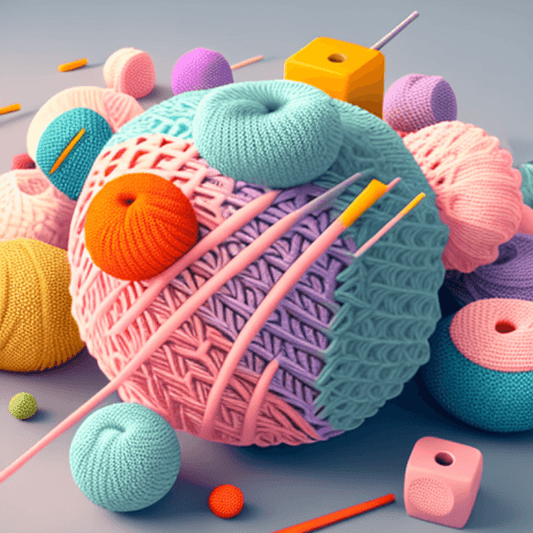 100 different stitches crocheted in balls on a table