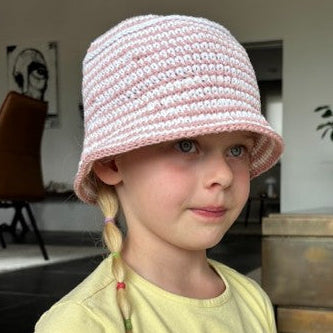 Crochet striped bucket hat for kids