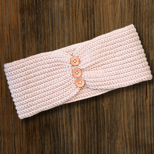 Crocheted headband with buttons