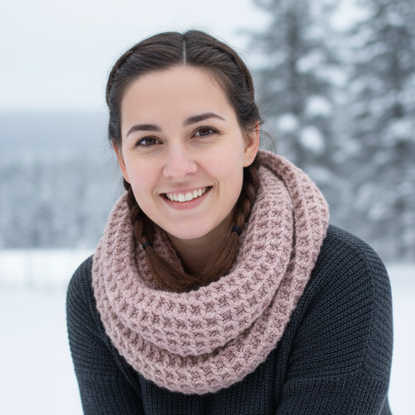 Waffle stitch infinity scarf crochet pattern