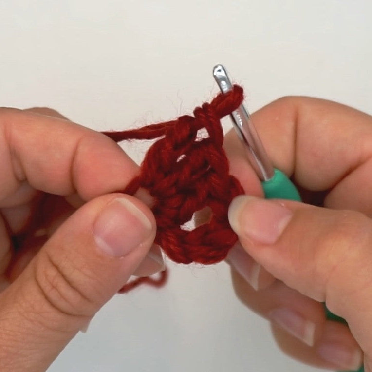 beginning of the shawl. crochet hook, granny stitch
