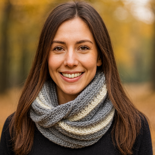 crochet twisted tube scarf in forrest