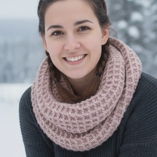 Twisted Waffle Stitch Infinity Scarf Crochet Pattern