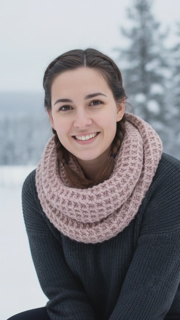 Twisted Waffle Stitch Infinity Scarf Crochet Pattern