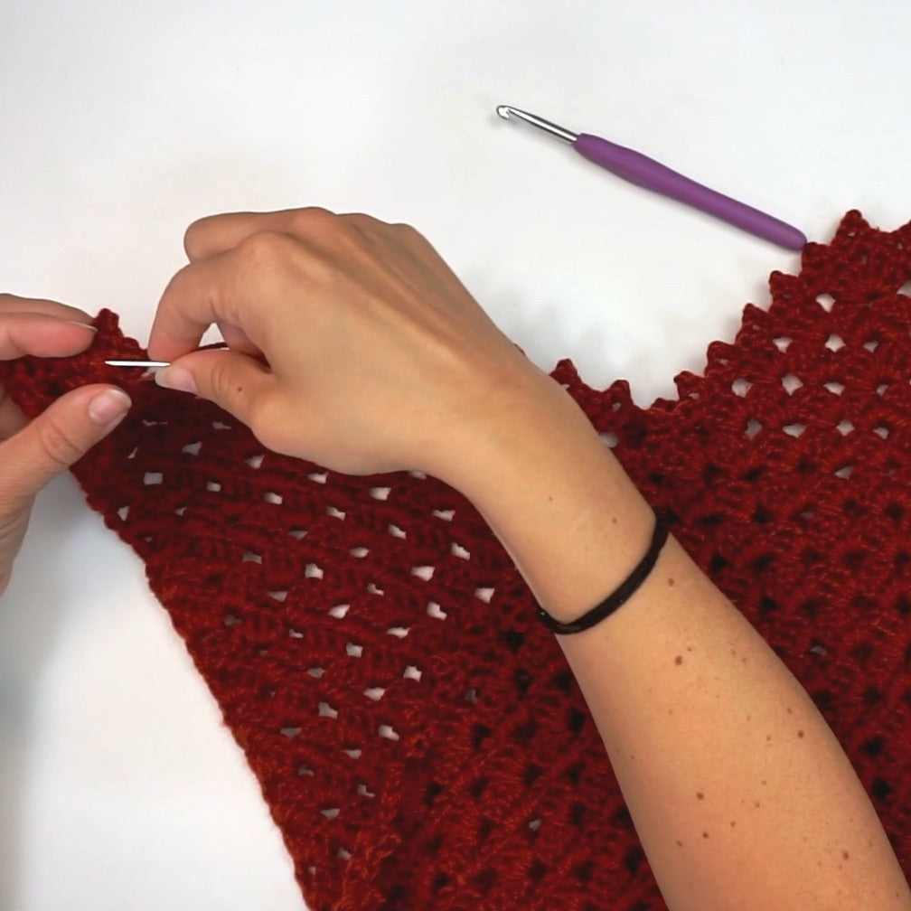 the finished granny shawl. picot edge. hand