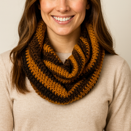 twisted tube scarf on beautiful girl triplecrochet