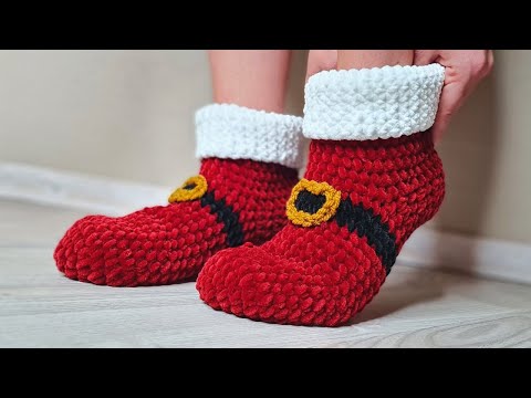 Youtube thumbnail, youtube link, Santa Claus slippers, Santas bootie slippers